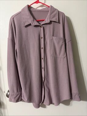 Amazon Unisex Casual Ribbed Button-Down Shirt - Lavender